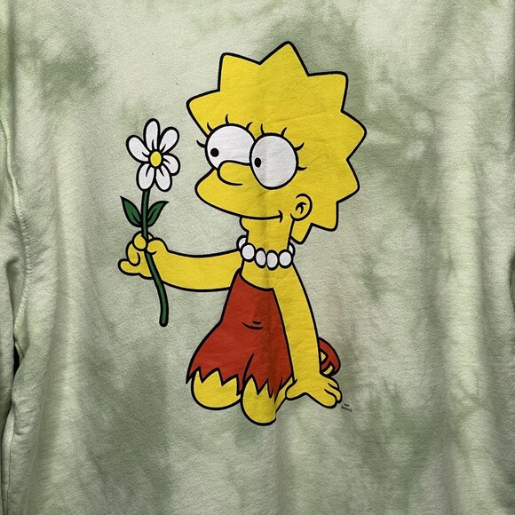 The Simpsons Lisa Sweatshirt XL Green Tie-Dye Cotton Blend Crewneck - Picture 2 of 7